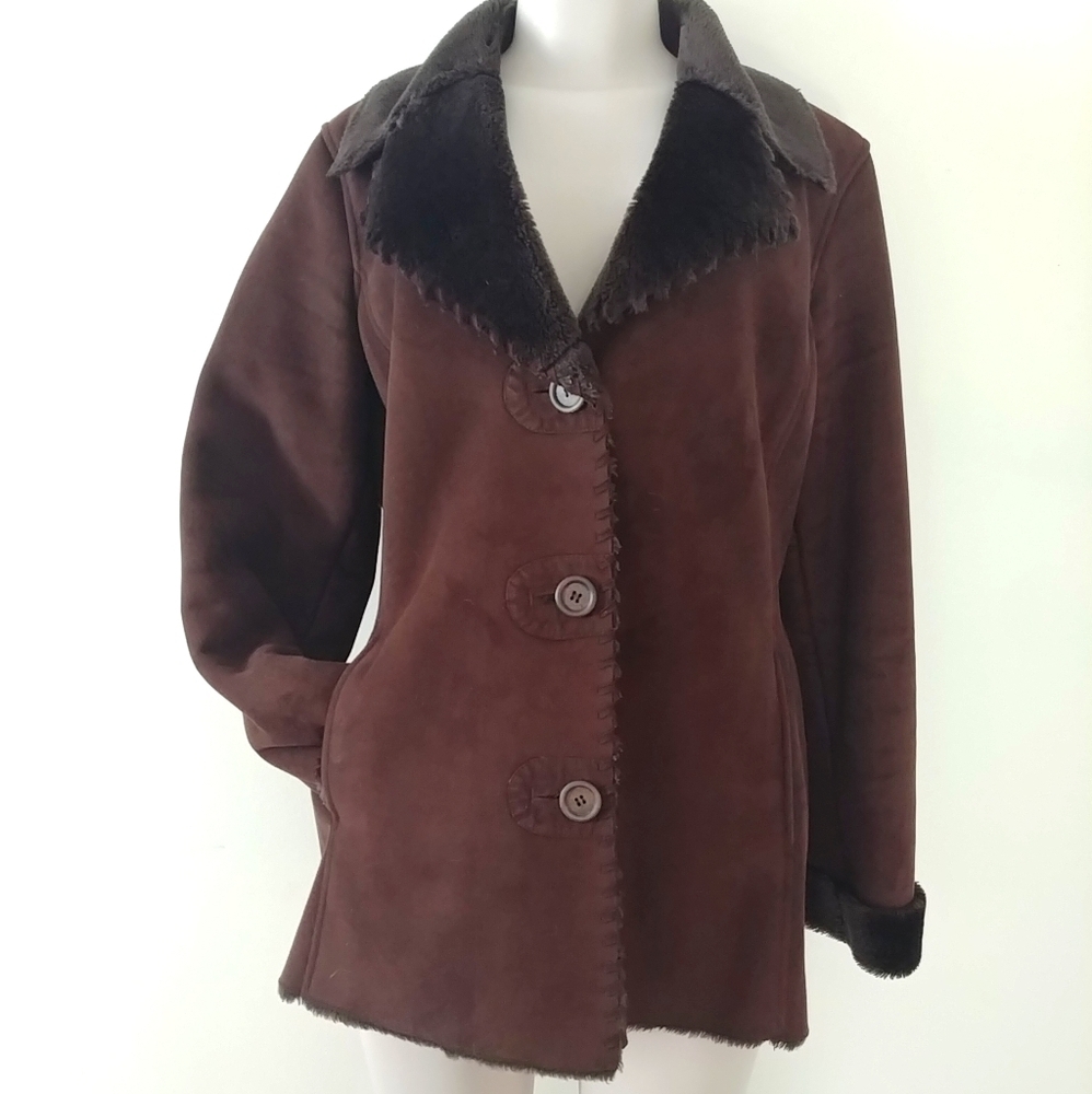 Oscar‎ Brown Faux Fur Coat